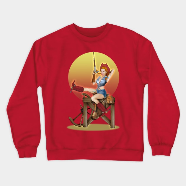 Classic Cowgirl Pin up Crewneck Sweatshirt by SquareDog